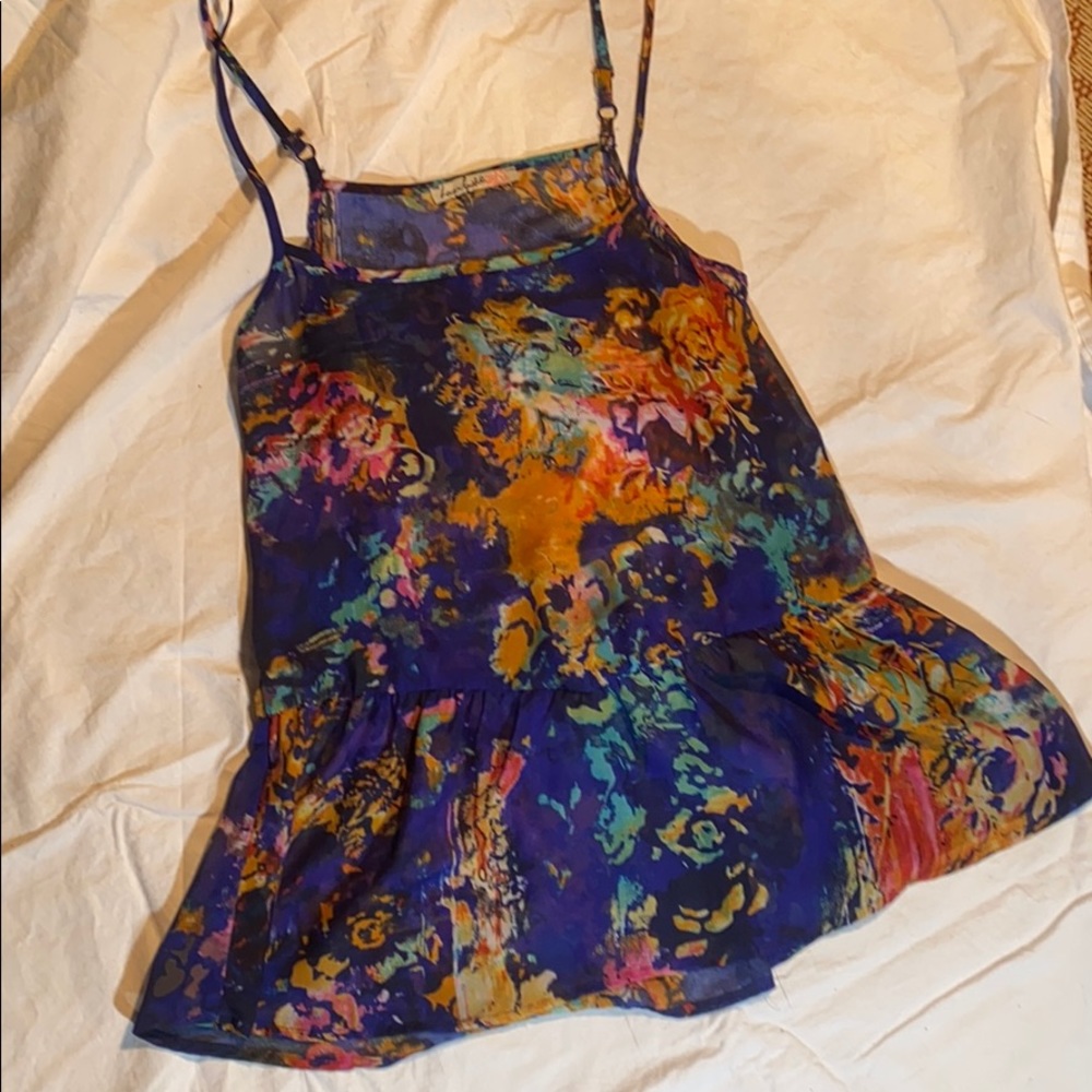 Love Squared Colorful Top Sheer Spaghetti Straps S